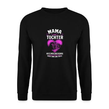 tolles Muttertag Spruch - ein Herz und eine Seele. - Unisex Pullover - Schwarz - Vorne - Alina (178cm) & Michal (187cm)