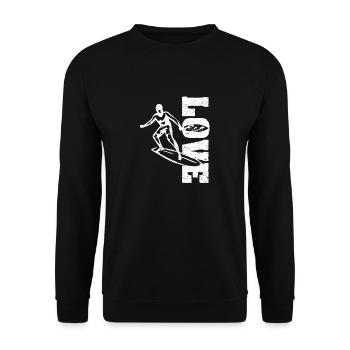 Liebe Surfen Lustiges Wakeboard Surfer Wassersport - Unisex Pullover - Schwarz - Vorne - Alina (178cm) & Michal (187cm)