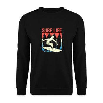 Surf Life Surfing Board Wakeboarding Funny Wake - Unisex Sweatshirt - black - Front - Alina (178cm) & Michal (187cm)