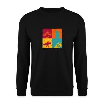 Surfen Retro Surfer Vintage Surf Wakeboard Wasser - Unisex Pullover - Schwarz - Vorne - Alina (178cm) & Michal (187cm)