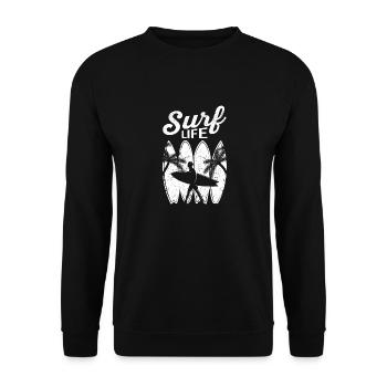 Surf Life Surfing Board Wakeboarding Funny Wake - Unisex Sweatshirt - black - Front - Alina (178cm) & Michal (187cm)