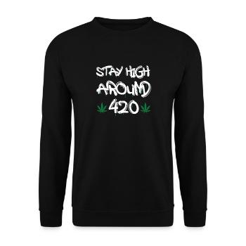 MARIHUANA SMOKE 420 CANNABIS WEED HANF DESIGN - Unisex Pullover - Schwarz - Vorne - Alina (178cm) & Michal (187cm)