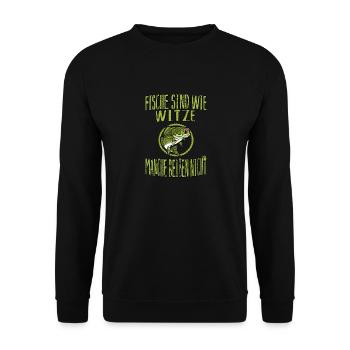 Fische sind wie Witze, manche beißen nicht - Unisex Pullover - Schwarz - Vorne - Alina (178cm) & Michal (187cm)