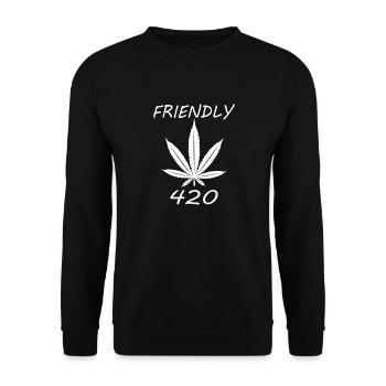 MARIHUANA SMOKE 420 CANNABIS WEED HANF DESIGN - Unisex Pullover - Schwarz - Vorne - Alina (178cm) & Michal (187cm)