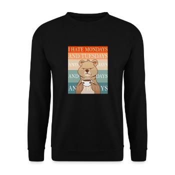 i Hate Mondays , people, Morgenmuffel - Unisex Pullover - Schwarz - Vorne - Alina (178cm) & Michal (187cm)