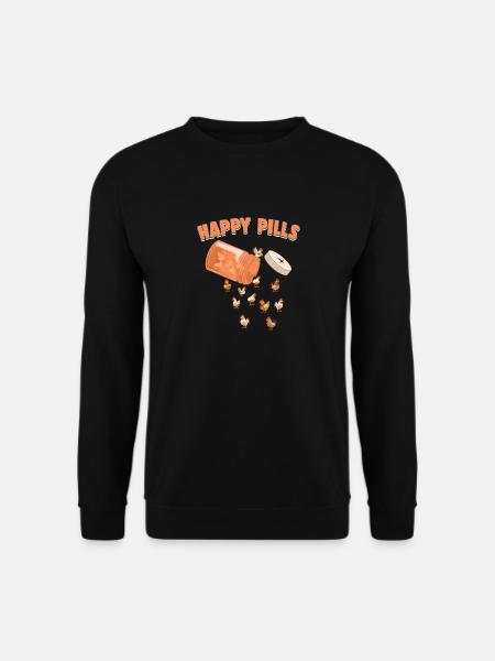 Happy Pills Huhn Lustige Farm Tierliebhaber Humor - Unisex Pullover - Schwarz