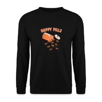 Happy Pills Pferd Lustige Farm Tierliebhaber Humor - Unisex Pullover - Schwarz - Vorne - Alina (178cm) & Michal (187cm)
