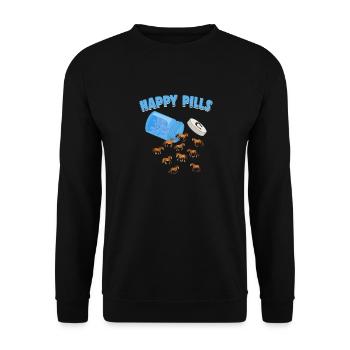 Happy Pills Farm Tier Lustige Pferdeliebhaber Humor - Unisex Pullover - Schwarz - Vorne - Alina (178cm) & Michal (187cm)