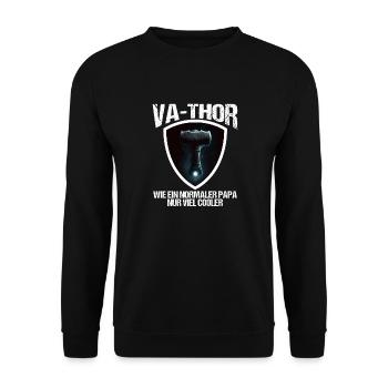 Papa Vathor Va Thor Vatertag Vatertagsgeschenk - Unisex Pullover - Schwarz - Vorne - Alina (178cm) & Michal (187cm)