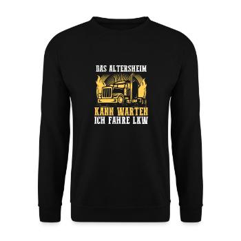 LKW Fahrer Fernfahrer Ruhestand Rentner Rente Truc - Unisex Pullover - Schwarz - Vorne - Alina (178cm) & Michal (187cm)