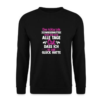 Schwiegermutter Mama Heldin Ehefrau Bestes Schwieg - Unisex Pullover - Schwarz - Vorne - Alina (178cm) & Michal (187cm)