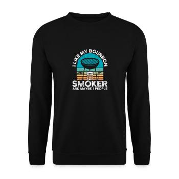 J’aime le bourbon et mon fumeur Funny BBQ Grill - Sweat-shirt Unisexe - noir - Devant - Alina (178cm) & Michal (187cm)