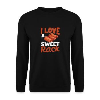 J’aime un Sweet Rack BBQ Ribs Funny Barbecue Grill - Sweat-shirt Unisexe - noir - Devant - Alina (178cm) & Michal (187cm)