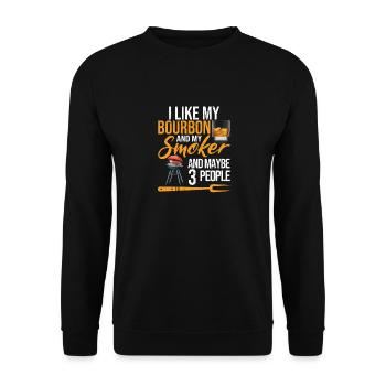 J’aime le bourbon et mon fumeur Funny BBQ Grill - Sweat-shirt Unisexe - noir - Devant - Alina (178cm) & Michal (187cm)