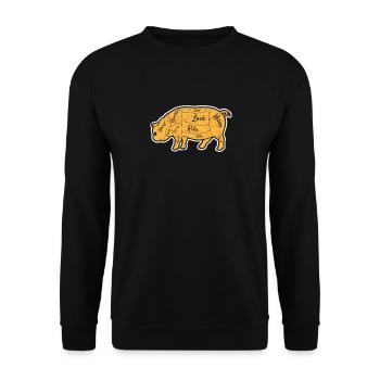 Morceaux de viande de porc effiloché Chef BBQ Grilling Chef - Sweat-shirt Unisexe - noir - Devant - Alina (178cm) & Michal (187cm)