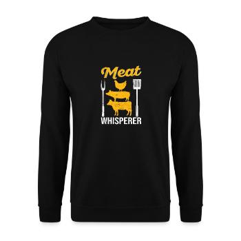 Meat Whisperer Funny BBQ Chef Grilling Butcher - Unisex Sweatshirt - black - Front - Alina (178cm) & Michal (187cm)