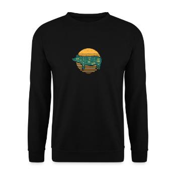 Pulled Pork Fleischstücke Chef BBQ Grillen Koch - Unisex Pullover - Schwarz - Vorne - Alina (178cm) & Michal (187cm)