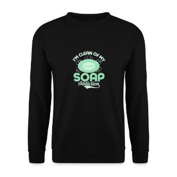 Je suis débarrassé de ma dépendance au savon. Savonnerie Soapmak - Sweat-shirt Unisexe - noir - Devant - Alina (178cm) & Michal (187cm)