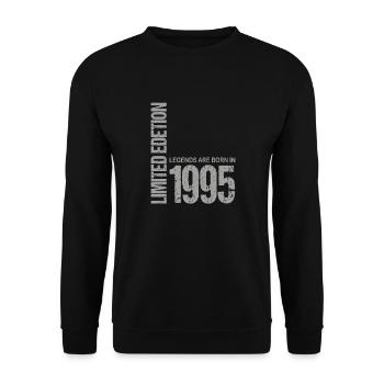 28. Geburtstag Damen Herren 28 Jahre 1995 Lustig - Unisex Pullover - Schwarz - Vorne - Alina (178cm) & Michal (187cm)