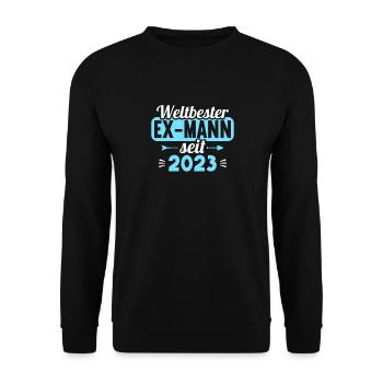 Weltbester Ex-Mann seit 2023 Scheidungs - Unisex Pullover - Schwarz - Vorne - Alina (178cm) & Michal (187cm)