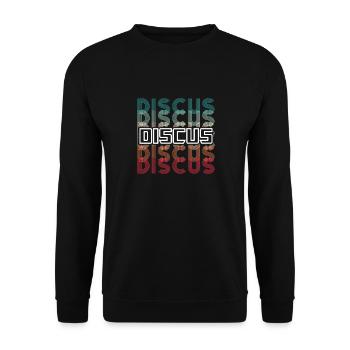 Diskus Athlete Vintage Retro Discus Werfer - Unisex Pullover - Schwarz - Vorne - Alina (178cm) & Michal (187cm)
