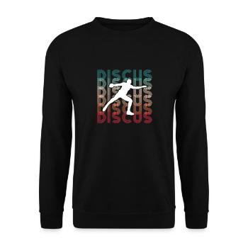 Diskus Athlete Vintage Retro Discus Werfer - Unisex Pullover - Schwarz - Vorne - Alina (178cm) & Michal (187cm)