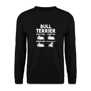 Hund Bull Terrier - Unisex Pullover - Schwarz - Vorne - Alina (178cm) & Michal (187cm)