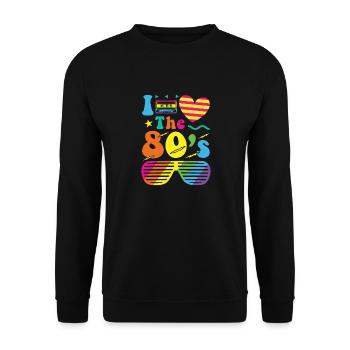 80s retro vintage costume year 80 love - Unisex Sweatshirt - black - Front - Alina (178cm) & Michal (187cm)