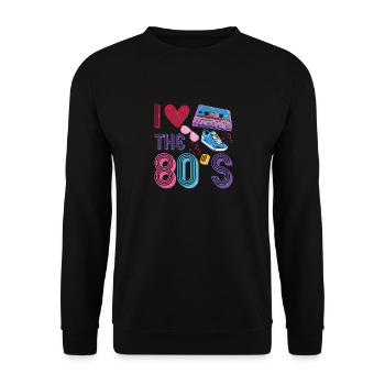 80s Retro Vintage Costume Love 80s 1980 - Unisex Sweatshirt - black - Front - Alina (178cm) & Michal (187cm)