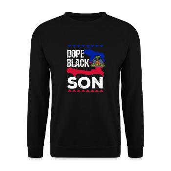 Haiti Haitian Flagge Vater Kind I Geschenk - Unisex Pullover - Schwarz - Vorne - Alina (178cm) & Michal (187cm)