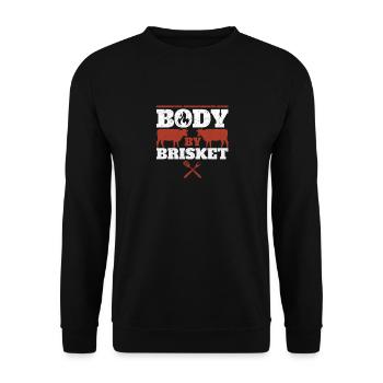 Body By Brisket Funny BBQ Lover Smoker Grilling - Unisex Sweatshirt - black - Front - Alina (178cm) & Michal (187cm)