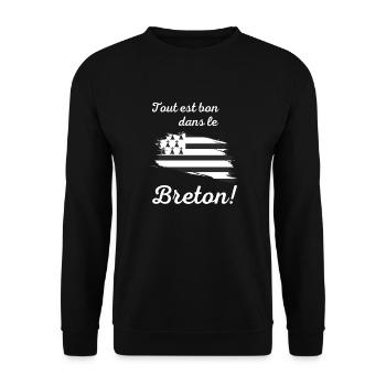 T-shirt humoristique cadeau homme femme Bretagne - Sweat-shirt Unisexe - noir - Devant - Alina (178cm) & Michal (187cm)