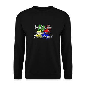 Autism Awareness – Don't Condemn What - Unisex Sweatshirt - black - Front - Alina (178cm) & Michal (187cm)