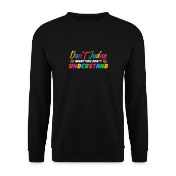 Sensibilisation à l’autisme – Ne jugez pas ce que - Sweat-shirt Unisexe - noir - Devant - Alina (178cm) & Michal (187cm)