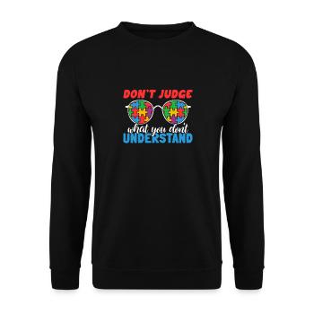 Sensibilisation à l’autisme – Ne jugez pas ce que - Sweat-shirt Unisexe - noir - Devant - Alina (178cm) & Michal (187cm)