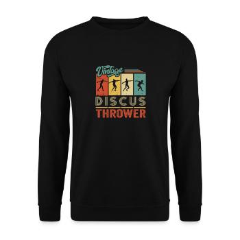 Diskus Athlete Vintage Retro Discus Werfer - Unisex Pullover - Schwarz - Vorne - Alina (178cm) & Michal (187cm)