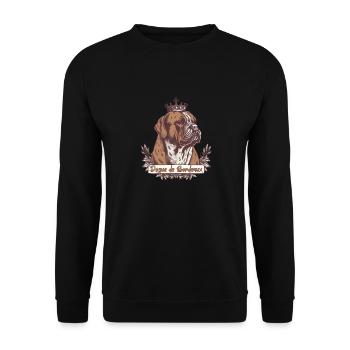 Vintage Regal Dog de Bordeaux with Crown - Unisex Sweatshirt - black - Front - Alina (178cm) & Michal (187cm)