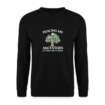 Genealogy Genealogy Genealogist - Unisex Sweatshirt - black - Front - Alina (178cm) & Michal (187cm)