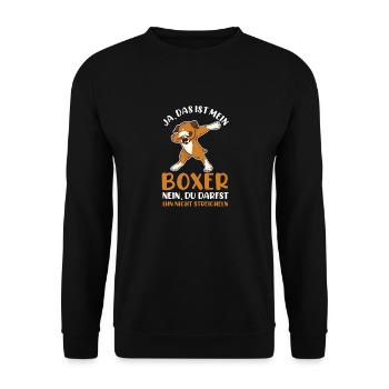 Hund Boxer - Unisex Pullover - Schwarz - Vorne - Alina (178cm) & Michal (187cm)