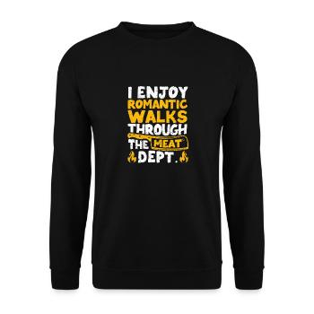 I enjoy romantic walks Fun BBQ - Unisex Sweatshirt - black - Front - Alina (178cm) & Michal (187cm)