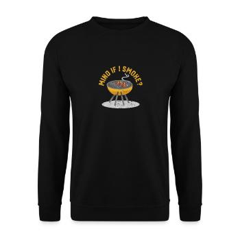 Was dagegen, wenn ich rauche Lustig BBQ Smoker - Unisex Pullover - Schwarz - Vorne - Alina (178cm) & Michal (187cm)