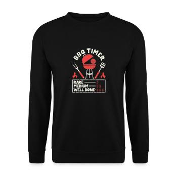 BBQ Timer Rare Medium Well Barbecue Funny Grill - Unisex Sweatshirt - black - Front - Alina (178cm) & Michal (187cm)