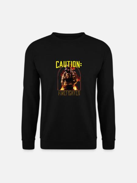 Caution Firefighter Fire Rescue Fireman - Unisex Sweatshirt - black