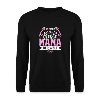 So sieht die beste Mama der Welt aus - Muttertag - Unisex Pullover - Schwarz - Vorne - Alina (178cm) & Michal (187cm)