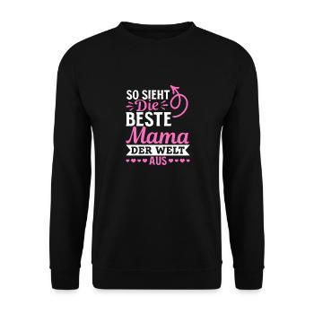 So sieht die beste Mama der Welt aus - Muttertag - Unisex Pullover - Schwarz - Vorne - Alina (178cm) & Michal (187cm)