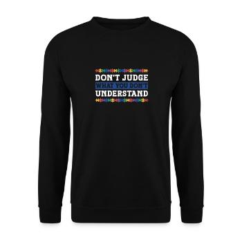 Autism Awareness – Don't Condemn What - Unisex Sweatshirt - black - Front - Alina (178cm) & Michal (187cm)