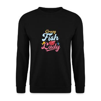 Crazy Fish Lady Fish Keeping Aquarium Owner - Unisex Sweatshirt - black - Front - Alina (178cm) & Michal (187cm)