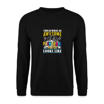 Paintball Player Splatter Paintball Gamer Saying - Unisex Sweatshirt - black - Front - Alina (178cm) & Michal (187cm)