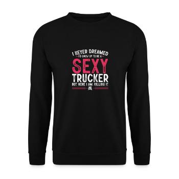 Funny Truck Driver Trucker Women Trucking Lover - Unisex Pullover - Schwarz - Vorne - Alina (178cm) & Michal (187cm)