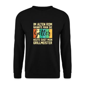 Grillparty Grillmeister Grill Grillen - Unisex Pullover - Schwarz - Vorne - Alina (178cm) & Michal (187cm)